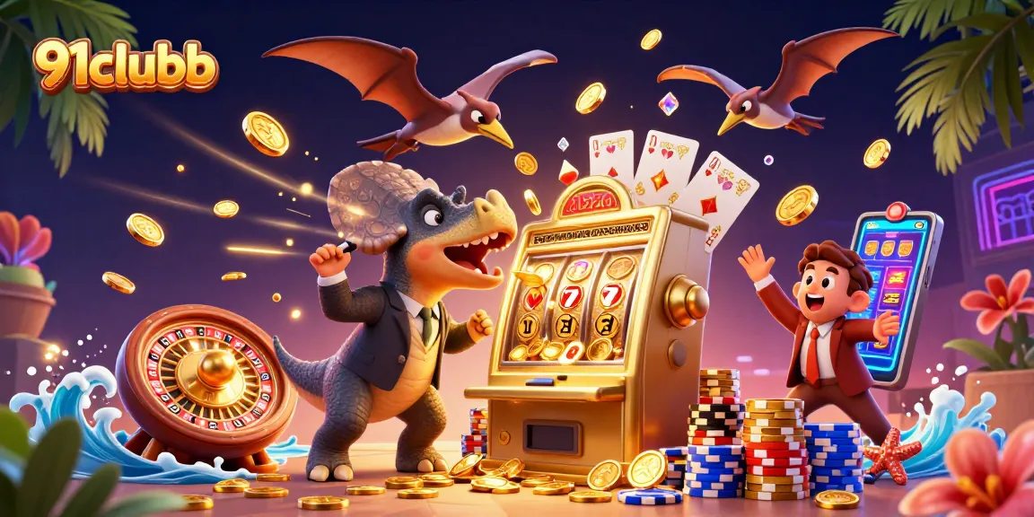 Experience the excitement at 91clubb with dynamic scenes of jackpot wins and thrilling casino elements.