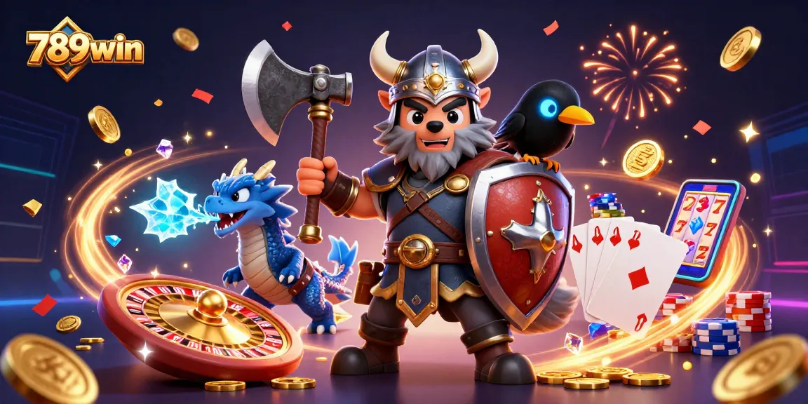 Experience the thrill at 789win with a vibrant casino scene showcasing exciting games and characters.