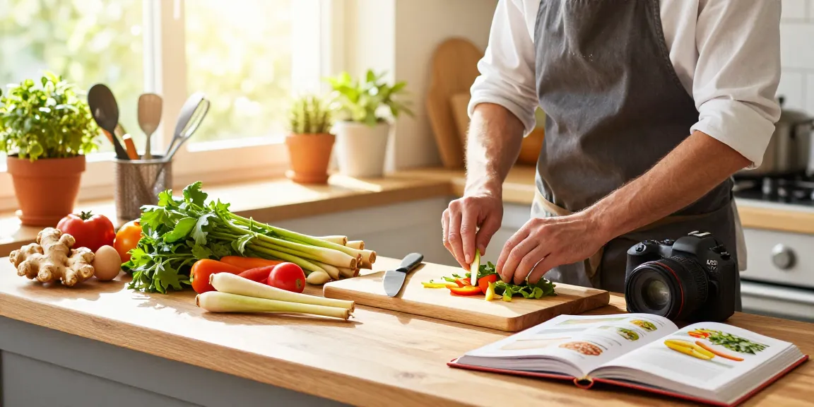 Preparing a healthy meal with fresh ingredients like ginger and eggs in a bright kitchen. Slotting in wholesome cooking tips.