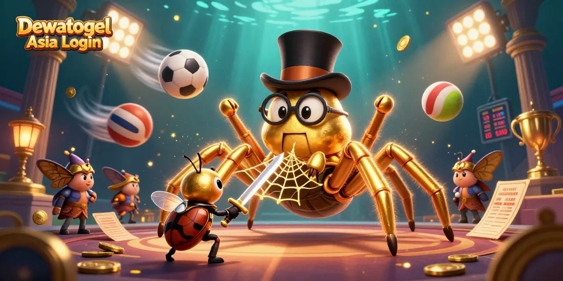 Dewatogel Asia Login showcases the excitement of live gaming with a golden tarantula and knight in a casino theme.
