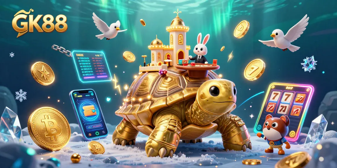 Experience thrilling GK88 gaming with crypto elements in an immersive casino scene