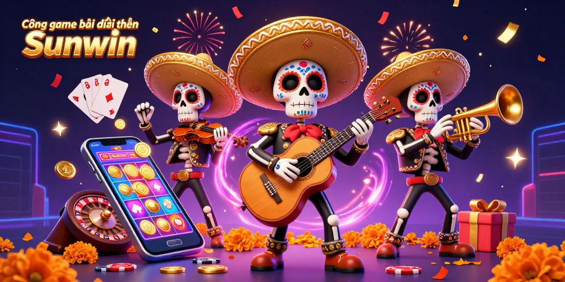 Experience the excitement of Cổng game bài đổi thưởng Sunwin with a vibrant mariachi scene filled with slot games.