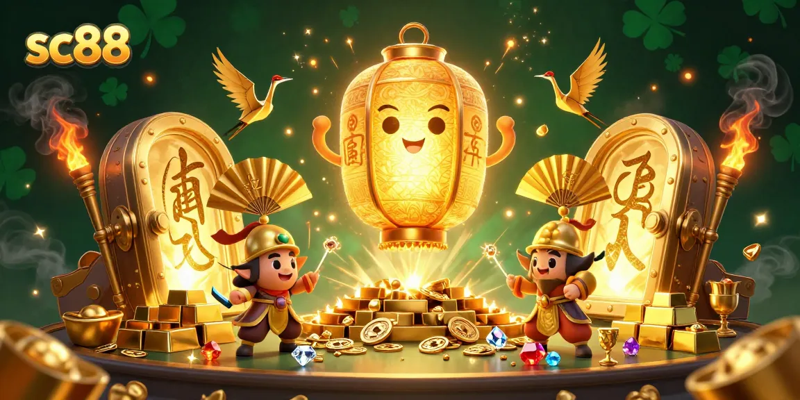 Experience gambling excitement at sc88 with golden elements, fortune symbols, and a vibrant atmosphere.