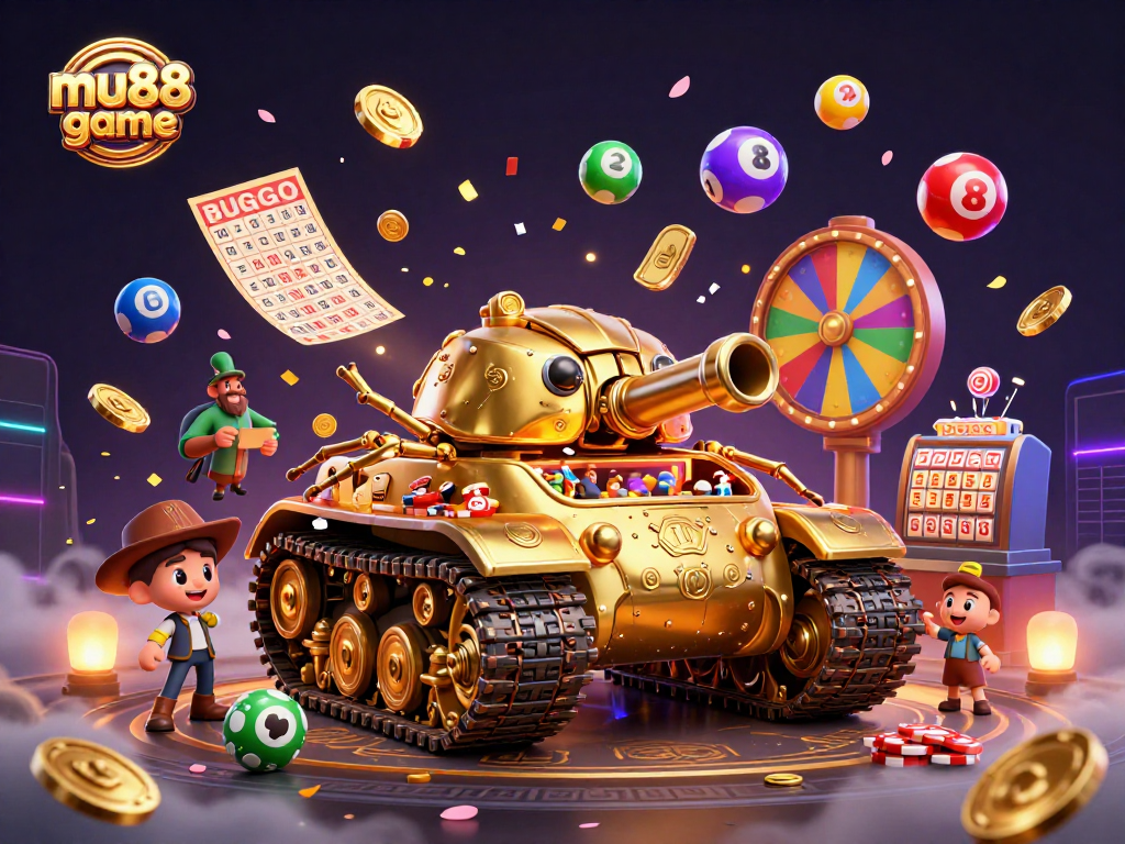 Engage with mu88 game in this vibrant 3D casino scene full of excitement and color.