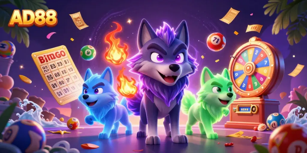 Win with AD88 by immersing in this vibrant lottery scene filled with excitement and colorful prizes.