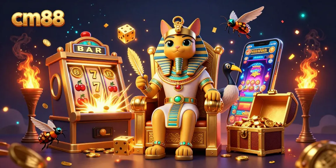 Experience thrilling gameplay at cm88 with neon lights, gold coins, and vibrant casino action.