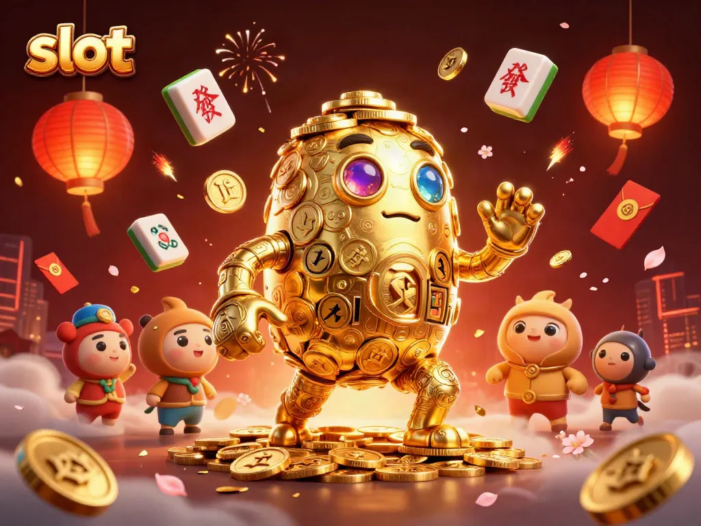 Spin the slot as golden golem brings luck with Mahjong elements and festive symbols!