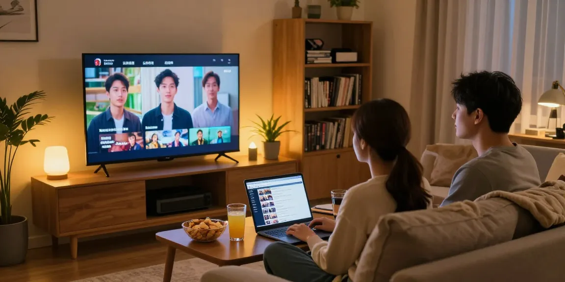 Enjoying bokep viral indonesia film together in a cozy living room with ambient lighting