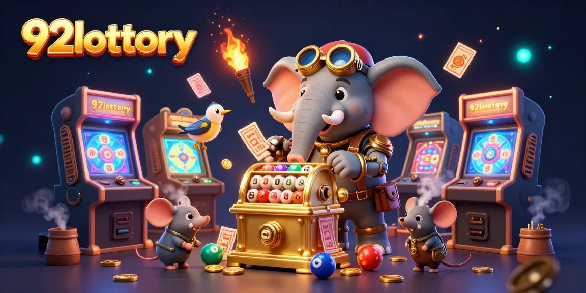 Engaging lottery scene with the 92lottery brand, showcasing vibrant game elements and characters in action.