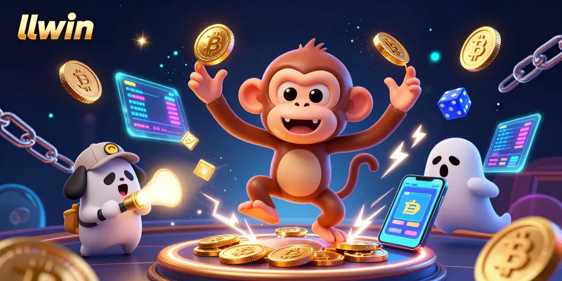 Engage in thrilling games at llwin, featuring a poltergeist monkey and crypto coins in an exciting casino.