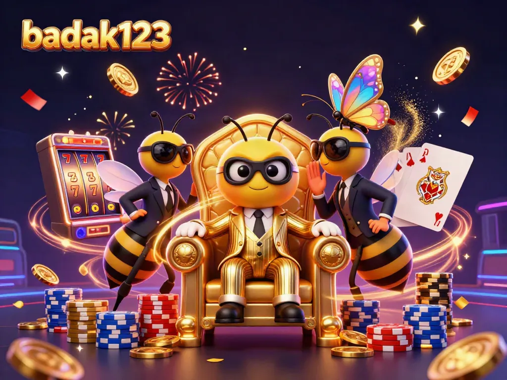 Slot gacor BADAK123: ilustrasi 3D yang menggambarkan momen kemenangan di kasino.