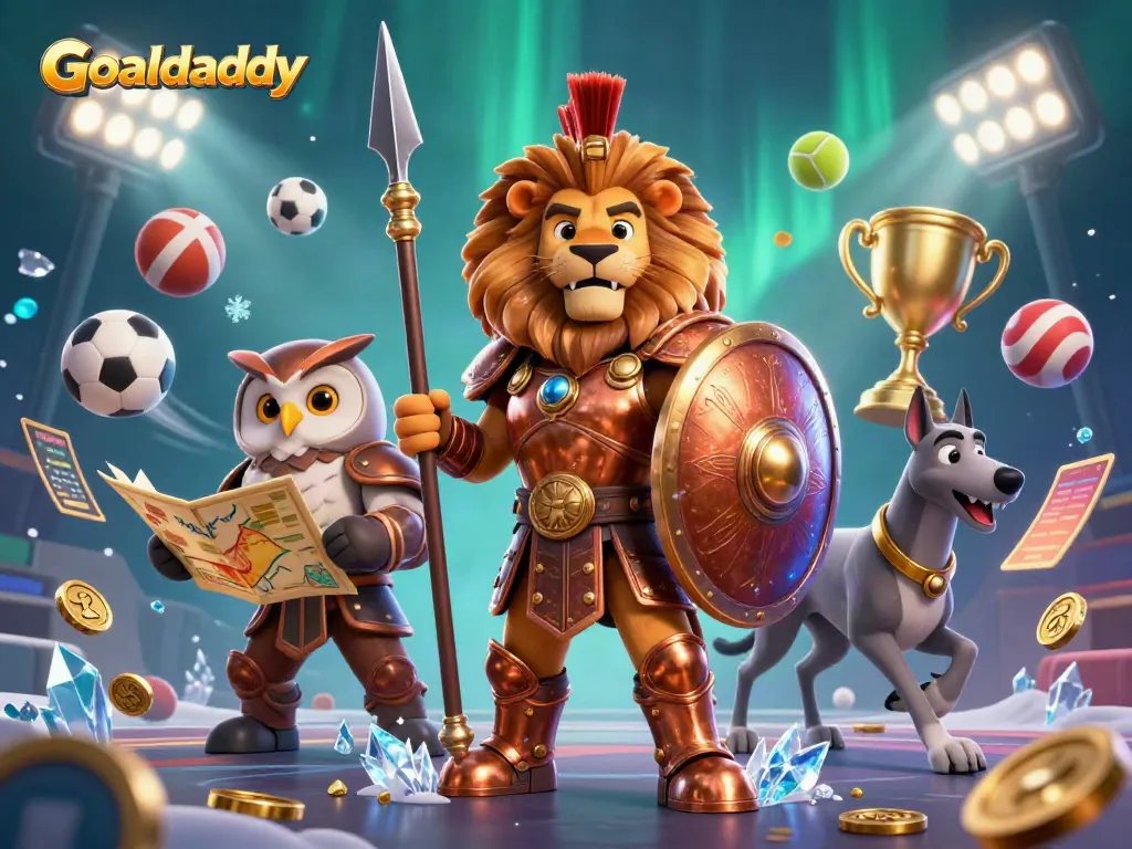 Engage with Goaldaddy live sports betting featuring dynamic characters among vibrant sports elements.