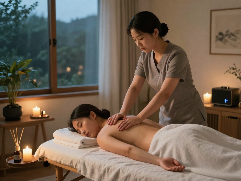 Relaxing 성북구출장마사지 experience in a cozy home setting with professional masseuse.