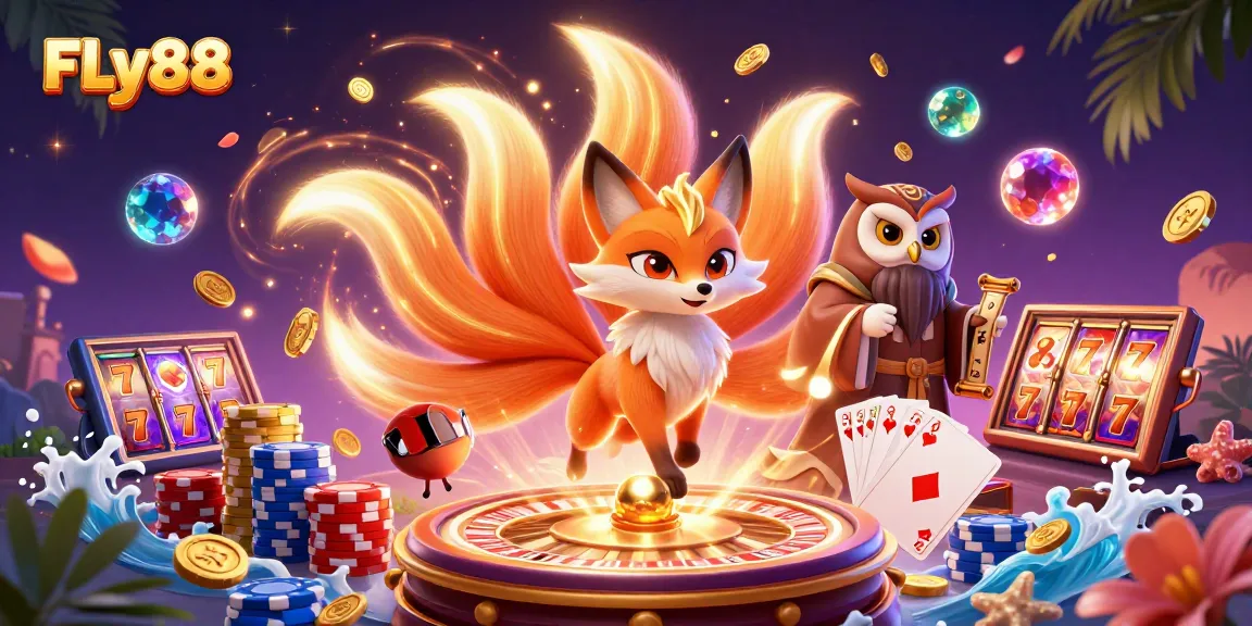 Experience excitement at FLy88 with vibrant 3D characters amidst dynamic gaming elements.
