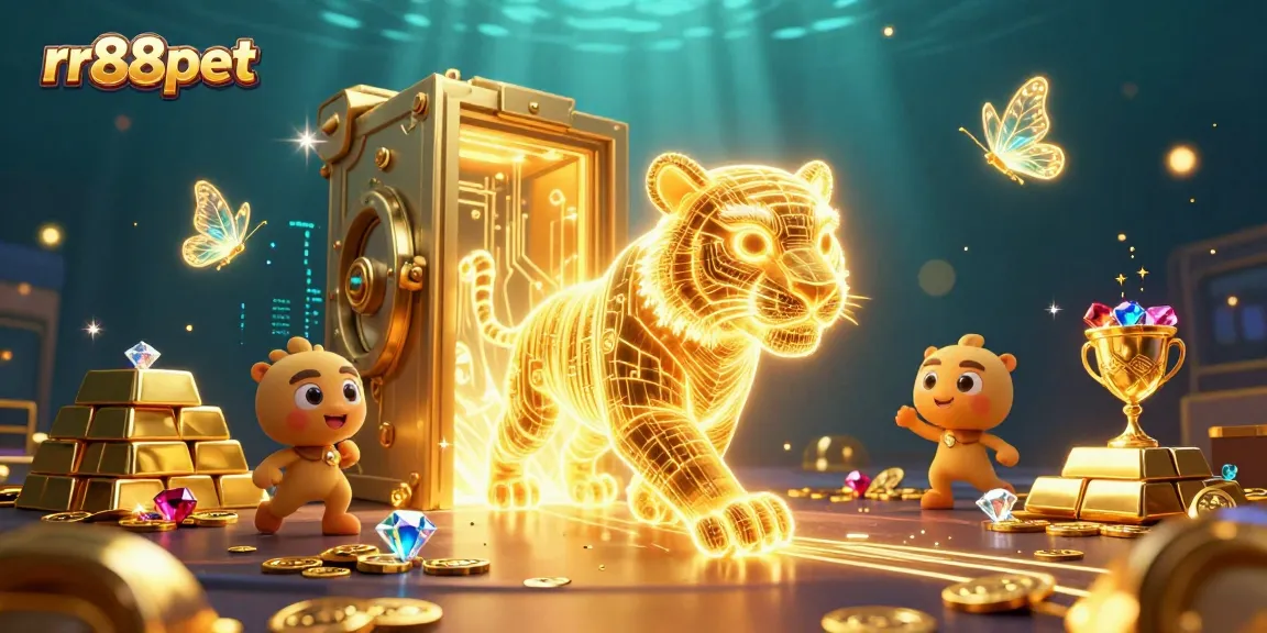 rr88pet players enjoy a fantasy digital casino adventure with a golden tiger and sparkling treasures