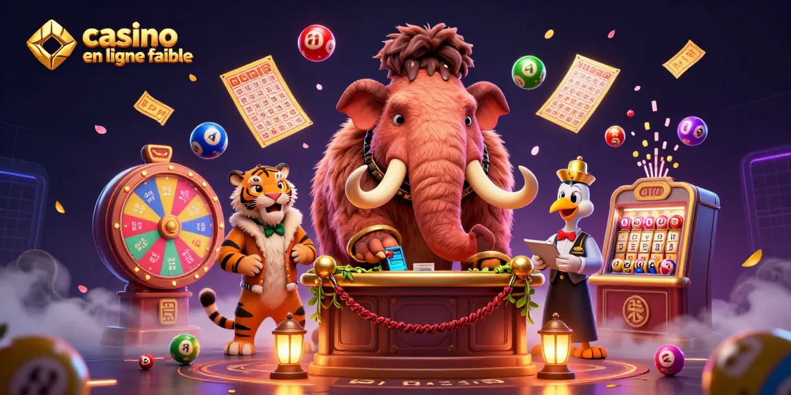 Vente de tickets de loterie dans un casino en ligne fiable avec un mammouth et un tigre VIP.