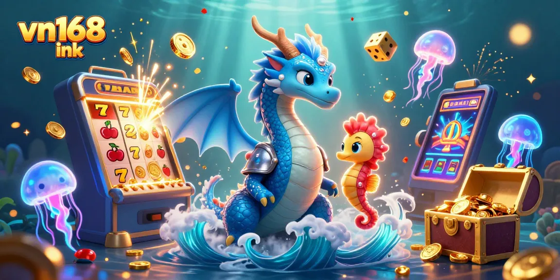 Win big with exciting games at vn168 ink, featuring dynamic casino action elements and vibrant characters.