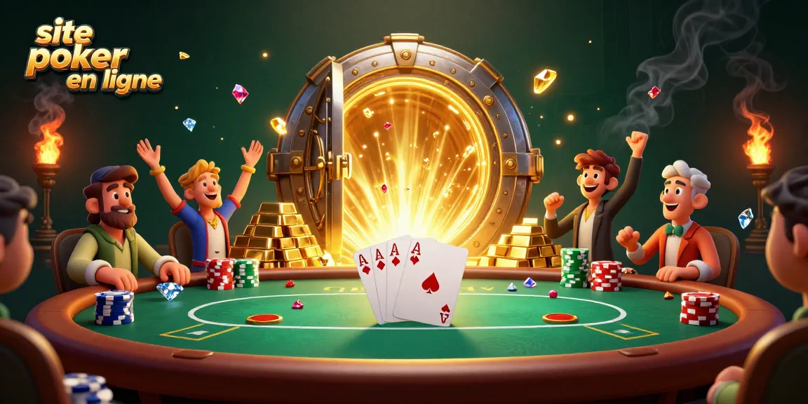 Jouez avec stratégie sur un site poker en ligne, dévoilant des gains auréolés d'or à chaque main.