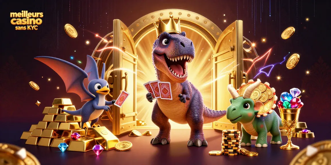 Obtenez les meilleurs casinos sans KYC avec un T-Rex ludique et des éléments de jeu palpitants.