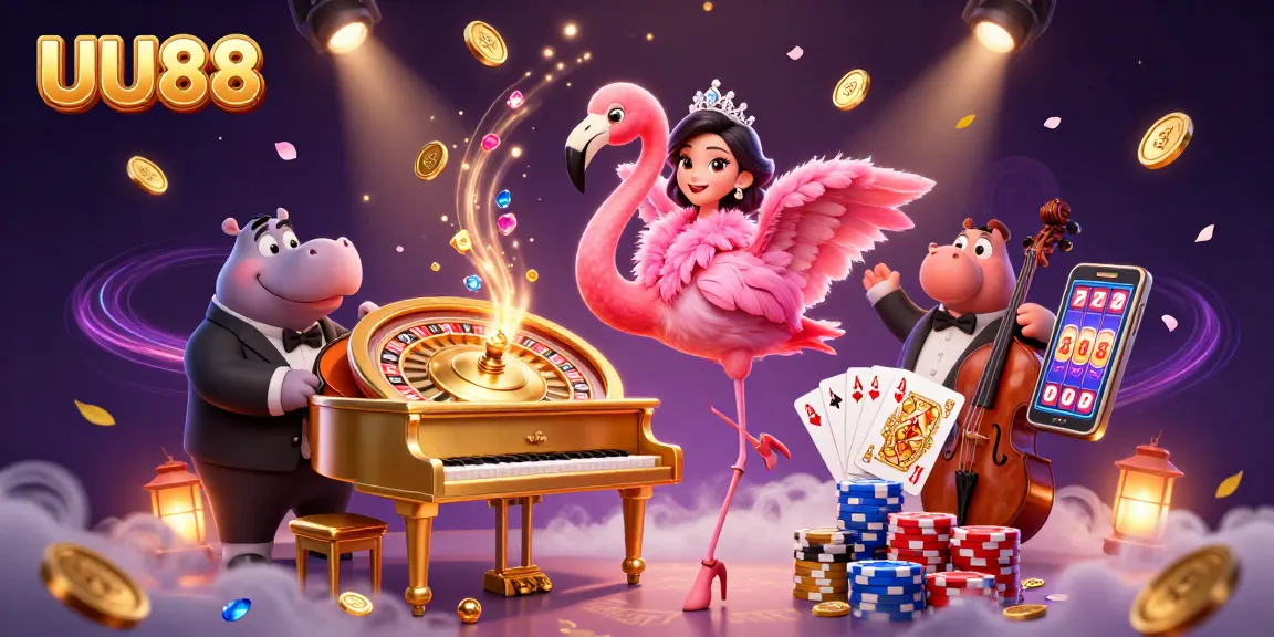 Experience exciting gaming adventures with UU88’s colorful casino scene featuring vibrant elements.