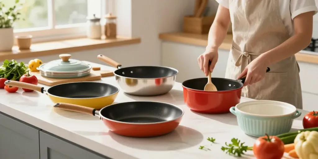 CookWare Price in Bangladesh showcasing vibrant cookware in a cozy kitchen setting.