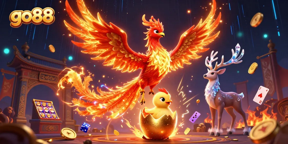 Engage in thrilling gaming adventures with go88 featuring vibrant phoenixes and rich casino elements.