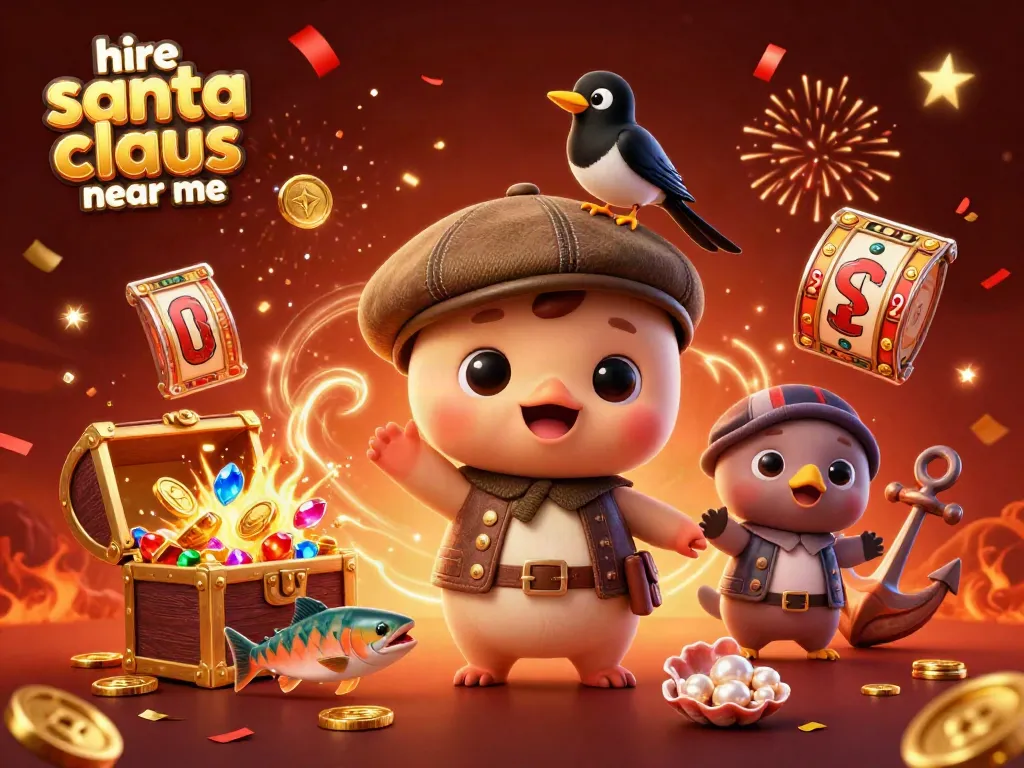 Experience the excitement to hire santa claus near me for festive gaming actions in a cinematic casino scene.