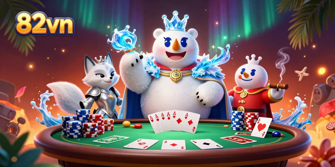 Experience high-stakes casino action with 82vn in this vibrant poker scene featuring iconic characters and rich gaming elements.
