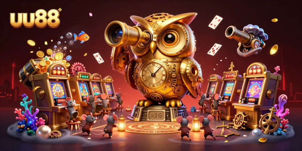 Win big at uu88 with a vibrant casino scene featuring exciting characters and gold treasures.