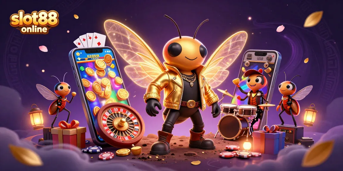 Mainkan slot88 online dengan pengalaman seru dari karakter unik cicada rockstar dan elemen permainan menarik.