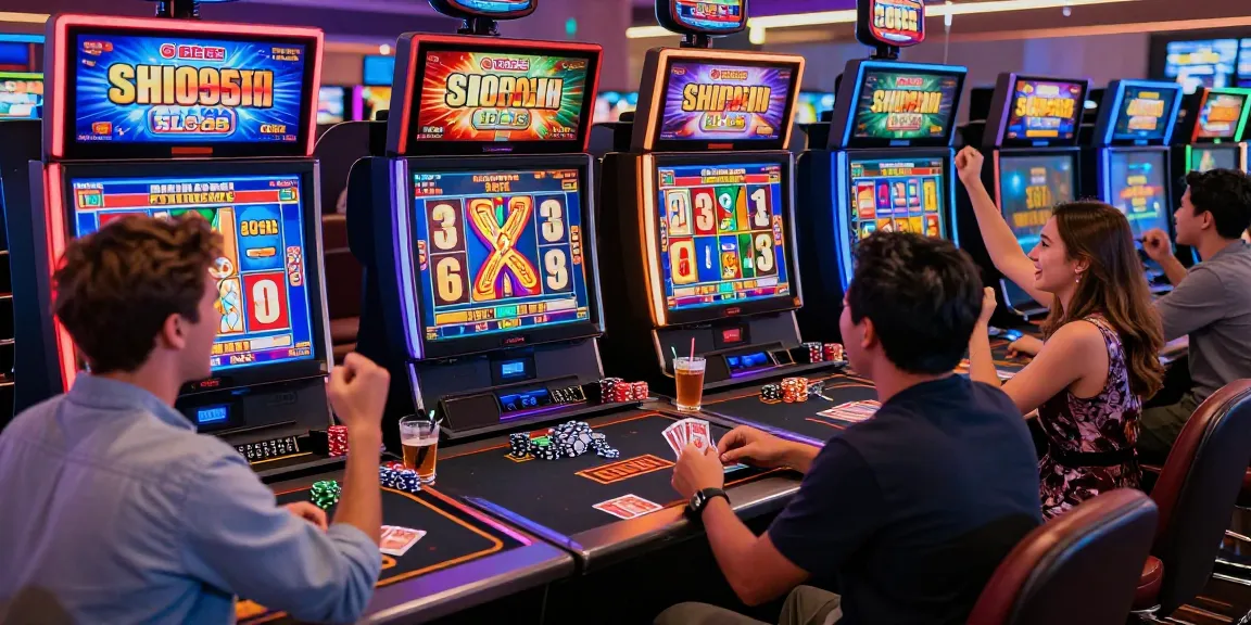 Exciting dewa slot88 gaming scene capturing vibrant online casino atmosphere with engaged players