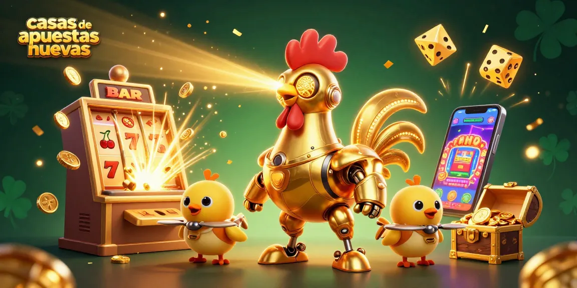 Disfruta de las casas de apuestas nuevas con un divertido gallo robótico y divertidos elementos de juego.