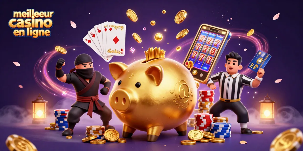 Plongez dans l'univers du meilleur casino en ligne avec cette illustration vibrante de jeux et gains.