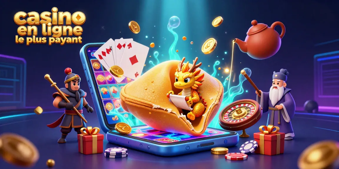 Illustration dynamique de casino en ligne le plus payant avec personnages et jeux colorés.