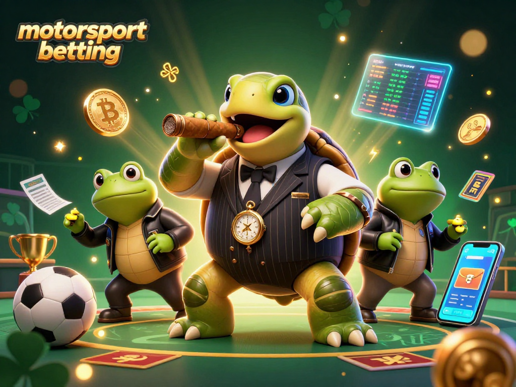 Experience thrilling motorsport betting action with a mobster turtle and bullfrog enforcers.