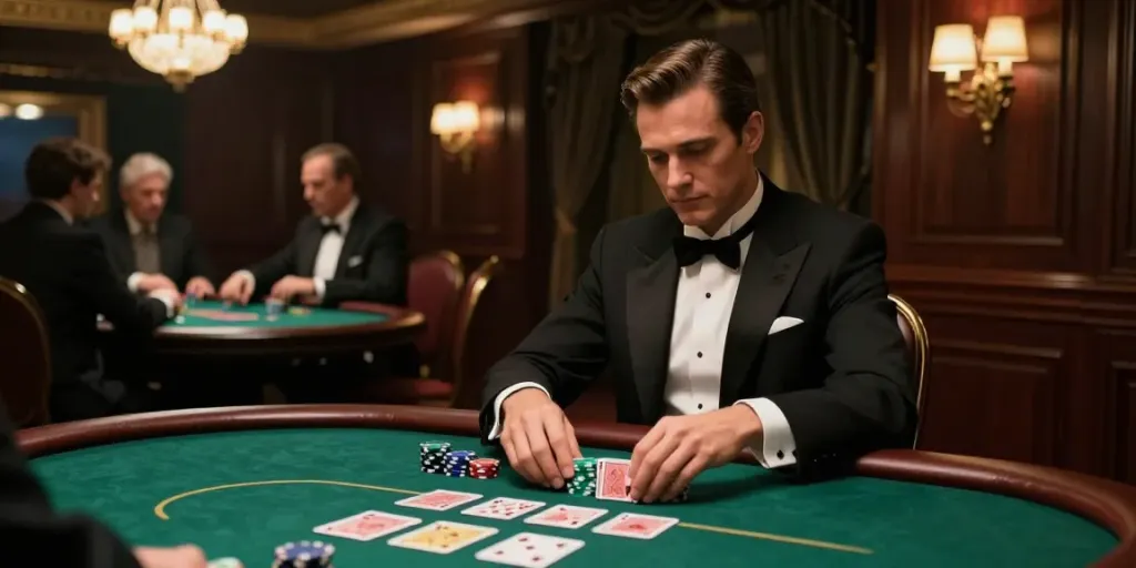 Experience the excitement of rokok88's classic mafia-themed online casino with elegant decor and engaging gameplay.