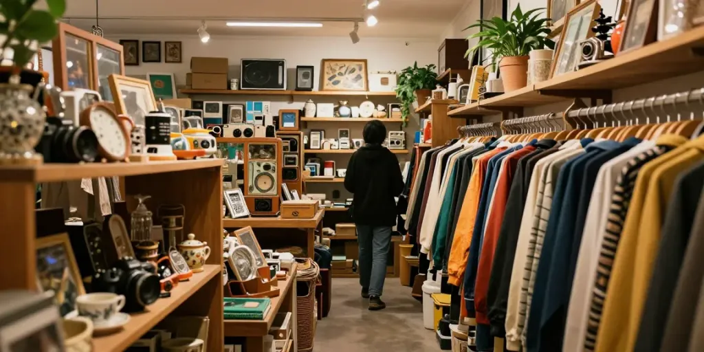 Exploring nostalgic collectibles at ROKOK88 slot vintage shop.