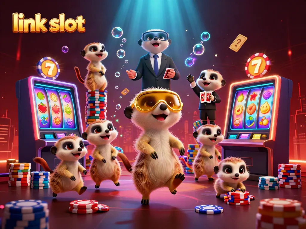 Experience thrilling action with link slot as meerkats operate a vibrant casino.