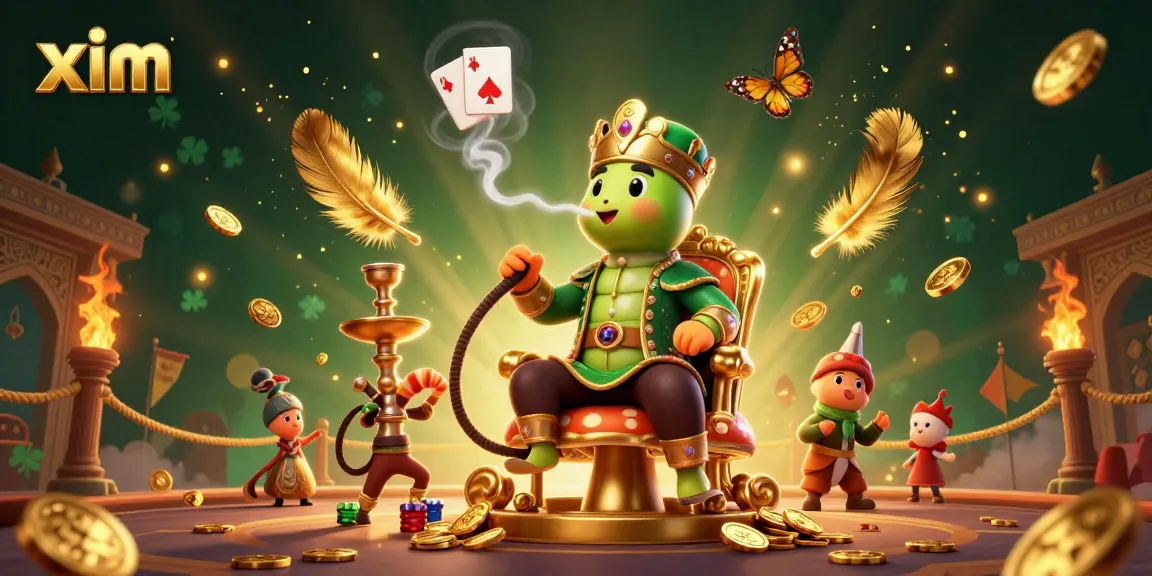 Win big with xim in a vibrant, detailed casino scene featuring a hookah-master and gambling elements.