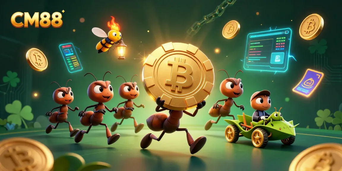 Experience the thrill of CM88 as cartoon ants execute a poker chip heist in a vibrant casino scene.