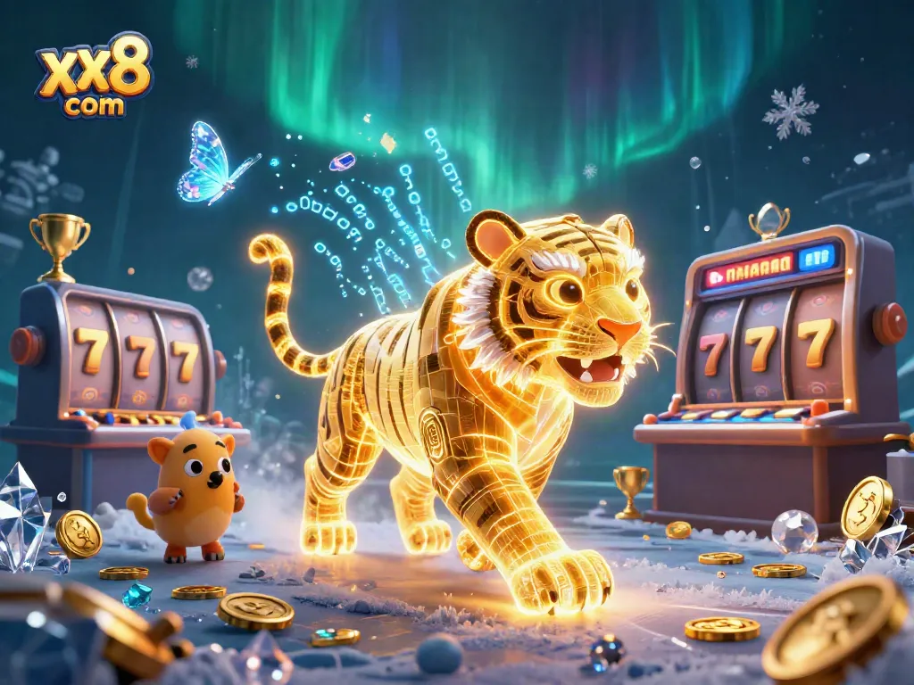 Play thrilling slots at xx8 com while enjoying the golden tiger's energy and dynamic casino elements.