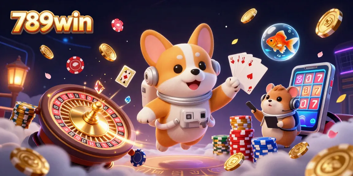 Experience the dynamic casino atmosphere of 789win with cartoon characters in a vibrant space station setting.