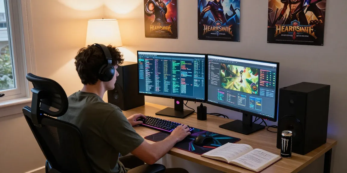 hearthstats net news gamer analyzing gameplay data in modern home office